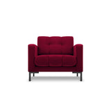 Mamaia Sessel, Metallbeine Schwarz, mit Bezug aus Samt (Blu59) in Rot, 87x96 cm – Bild 1