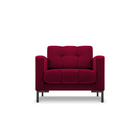 Mamaia Sessel, Metallbeine Schwarz, mit Bezug aus Samt (Blu59) in Rot, 87x96 cm – Bild 1