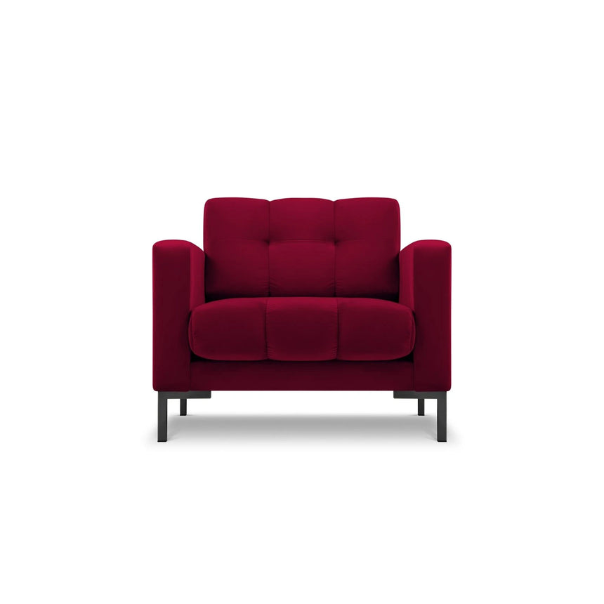 Mamaia Sessel, Metallbeine Schwarz, mit Bezug aus Samt (Blu59) in Rot, 87x96 cm – Bild 1