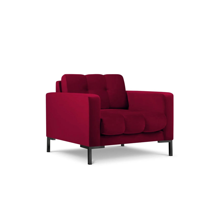 Mamaia Sessel, Metallbeine Schwarz, mit Bezug aus Samt (Blu59) in Rot, 87x96 cm – Bild 4