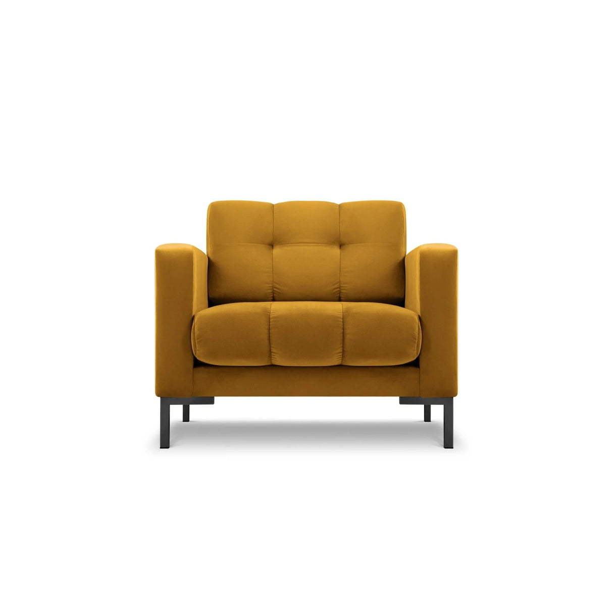 Mamaia Sessel, Metallbeine Schwarz, mit Bezug aus Samt (Blu68) in Gelb, 87x96 cm – Bild 1