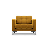 Mamaia Sessel, Metallbeine Schwarz, mit Bezug aus Samt (Blu68) in Gelb, 87x96 cm – Bild 1