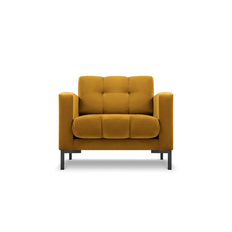 Mamaia Sessel, Metallbeine Schwarz, mit Bezug aus Samt (Blu68) in Gelb, 87x96 cm – Bild 1