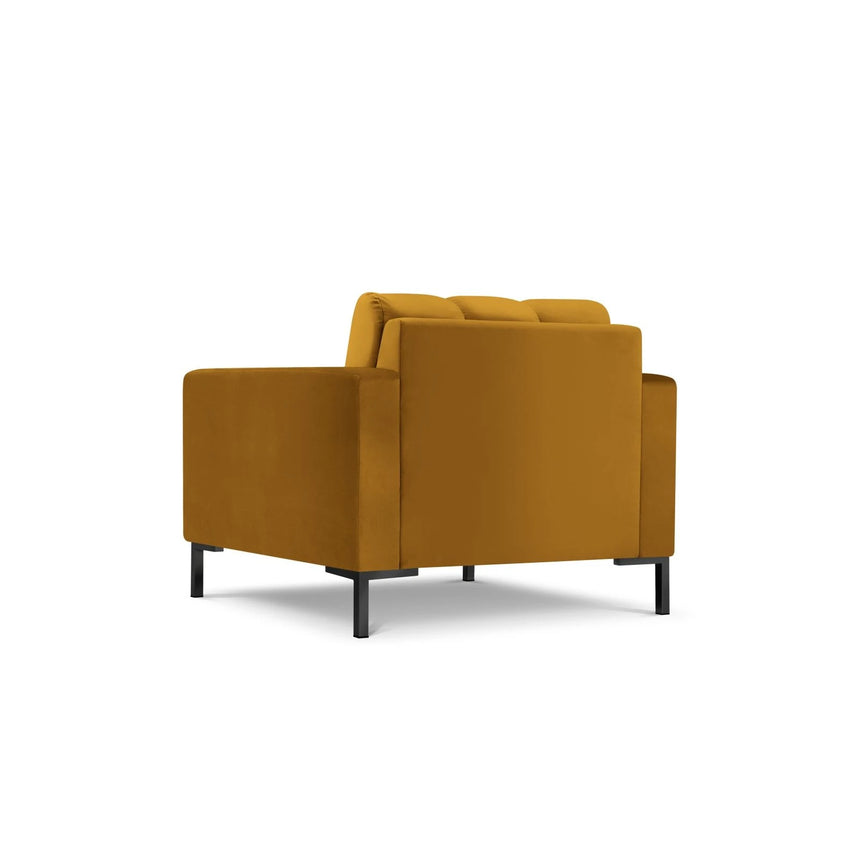 Mamaia Sessel, Metallbeine Schwarz, mit Bezug aus Samt (Blu68) in Gelb, 87x96 cm – Bild 5