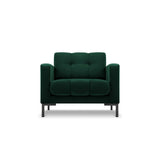 Mamaia Sessel, Metallbeine Schwarz, mit Bezug aus Samt (Blu78) in Flaschengrün, 87x96 cm – Bild 1