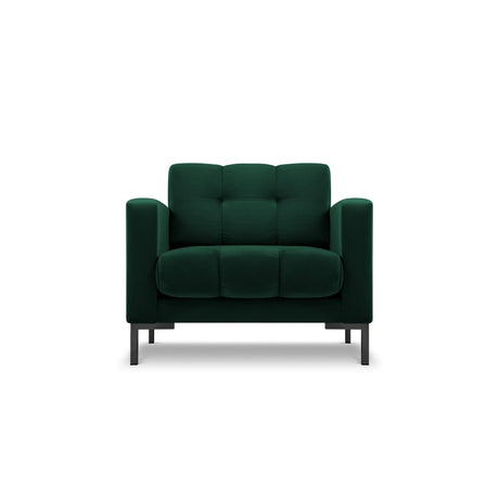 Mamaia Sessel, Metallbeine Schwarz, mit Bezug aus Samt (Blu78) in Flaschengrün, 87x96 cm – Bild 1