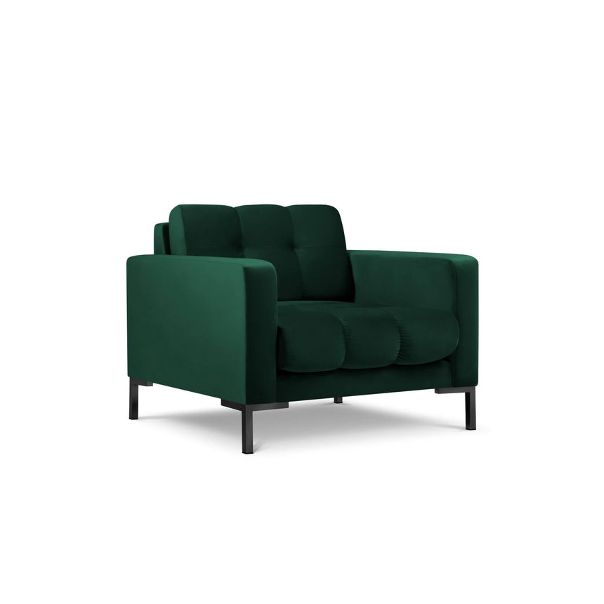 Mamaia Sessel, Metallbeine Schwarz, mit Bezug aus Samt (Blu78) in Flaschengrün, 87x96 cm – Bild 4