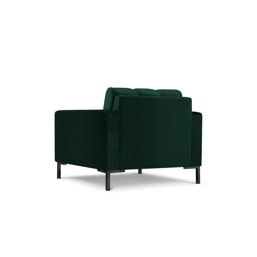 Mamaia Sessel, Metallbeine Schwarz, mit Bezug aus Samt (Blu78) in Flaschengrün, 87x96 cm – Bild 5