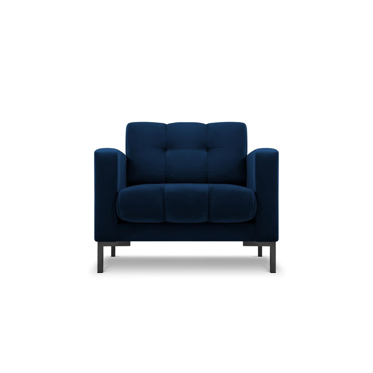 Mamaia Sessel, Metallbeine Schwarz, mit Bezug aus Samt (Blu86) in Königsblau, 87x96 cm – Bild 1