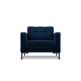 Mamaia Sessel, Metallbeine Schwarz, mit Bezug aus Samt (Blu86) in Königsblau, 87x96 cm – Bild 1