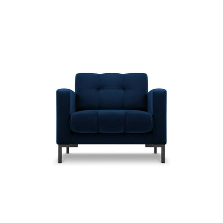 Mamaia Sessel, Metallbeine Schwarz, mit Bezug aus Samt (Blu86) in Königsblau, 87x96 cm – Bild 1