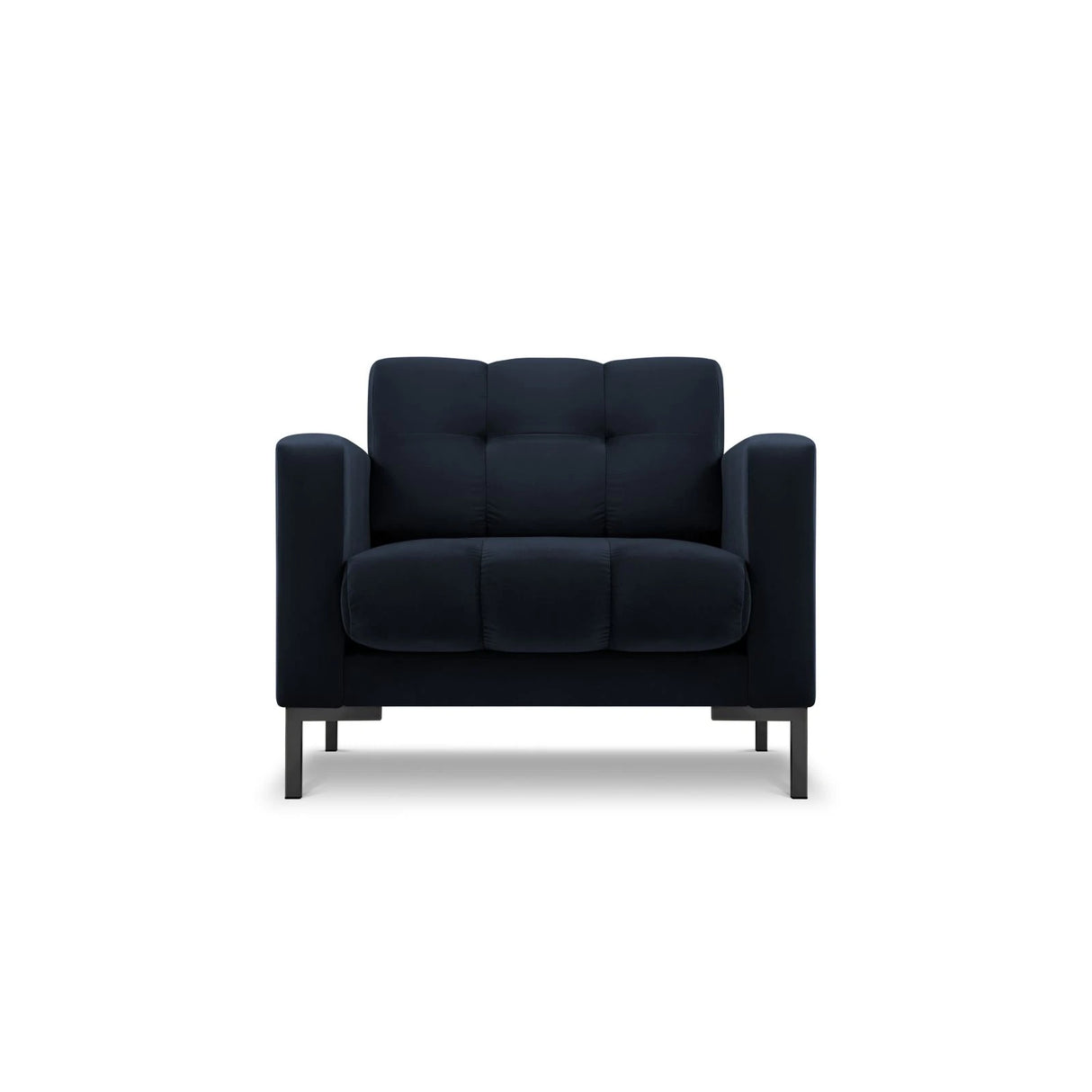 Mamaia Sessel, Metallbeine Schwarz, mit Bezug aus Samt (Blu89) in Dunkelblau, 87x96 cm – Bild 1