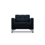 Mamaia Sessel, Metallbeine Schwarz, mit Bezug aus Samt (Blu89) in Dunkelblau, 87x96 cm – Bild 1
