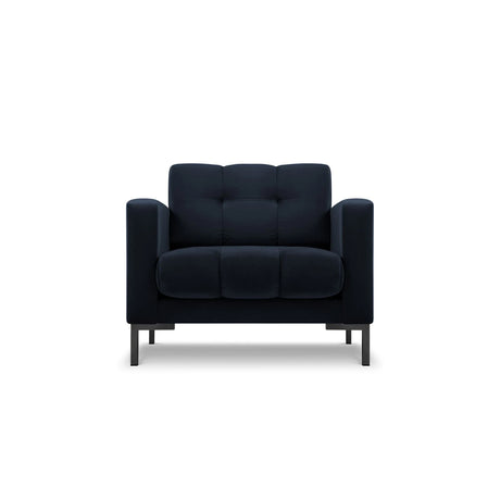 Mamaia Sessel, Metallbeine Schwarz, mit Bezug aus Samt (Blu89) in Dunkelblau, 87x96 cm – Bild 1