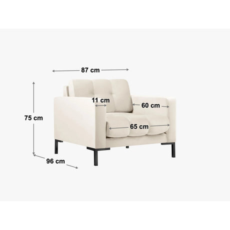 Mamaia Sessel, Metallbeine Schwarz, mit Bezug aus Samt (Blu89) in Dunkelblau, 87x96 cm – Bild 3