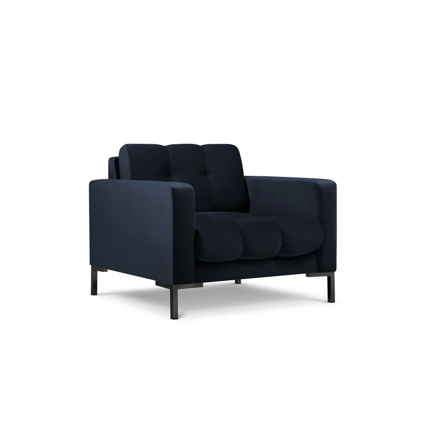 Mamaia Sessel, Metallbeine Schwarz, mit Bezug aus Samt (Blu89) in Dunkelblau, 87x96 cm – Bild 4