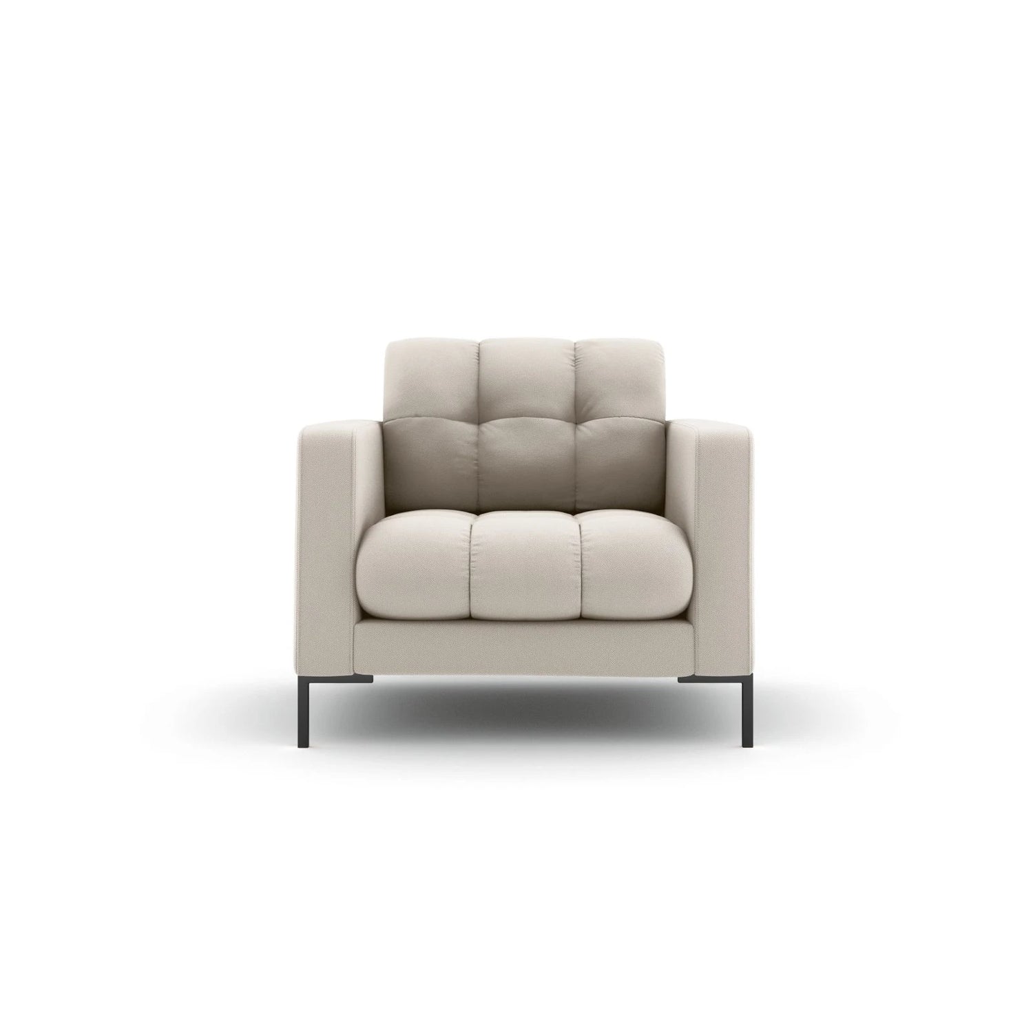 Mamaia Sessel, Metallbeine Schwarz, mit Bezug aus Strukturierter Stoff (Nev04) in Beige, 87x96 cm – Bild 1