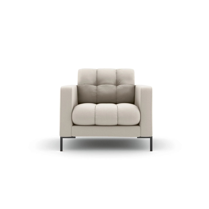 Mamaia Sessel, Metallbeine Schwarz, mit Bezug aus Strukturierter Stoff (Nev04) in Beige, 87x96 cm – Bild 1