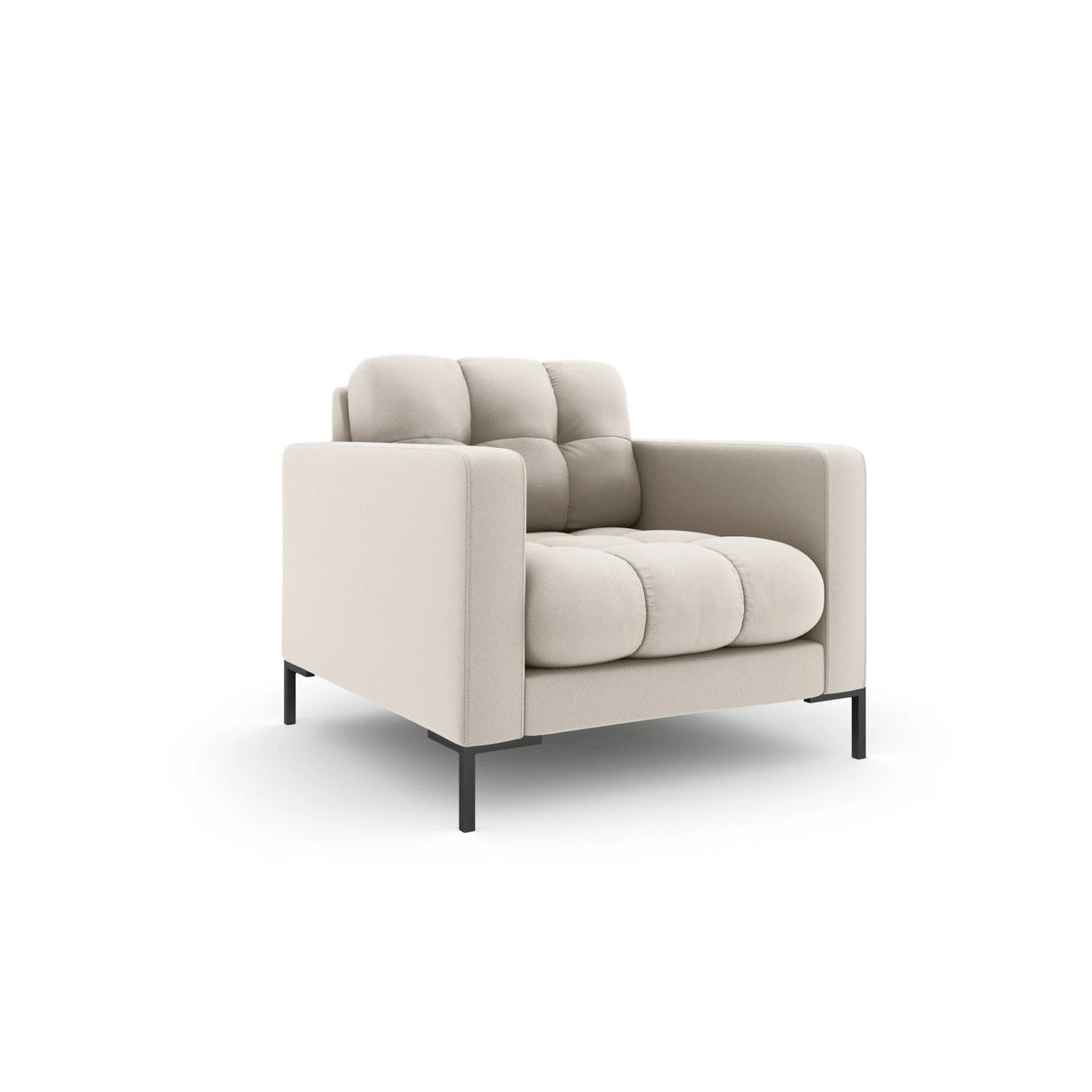 Mamaia Sessel, Metallbeine Schwarz, mit Bezug aus Strukturierter Stoff (Nev04) in Beige, 87x96 cm – Bild 3