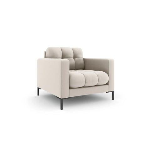 Mamaia Sessel, Metallbeine Schwarz, mit Bezug aus Strukturierter Stoff (Nev04) in Beige, 87x96 cm – Bild 3