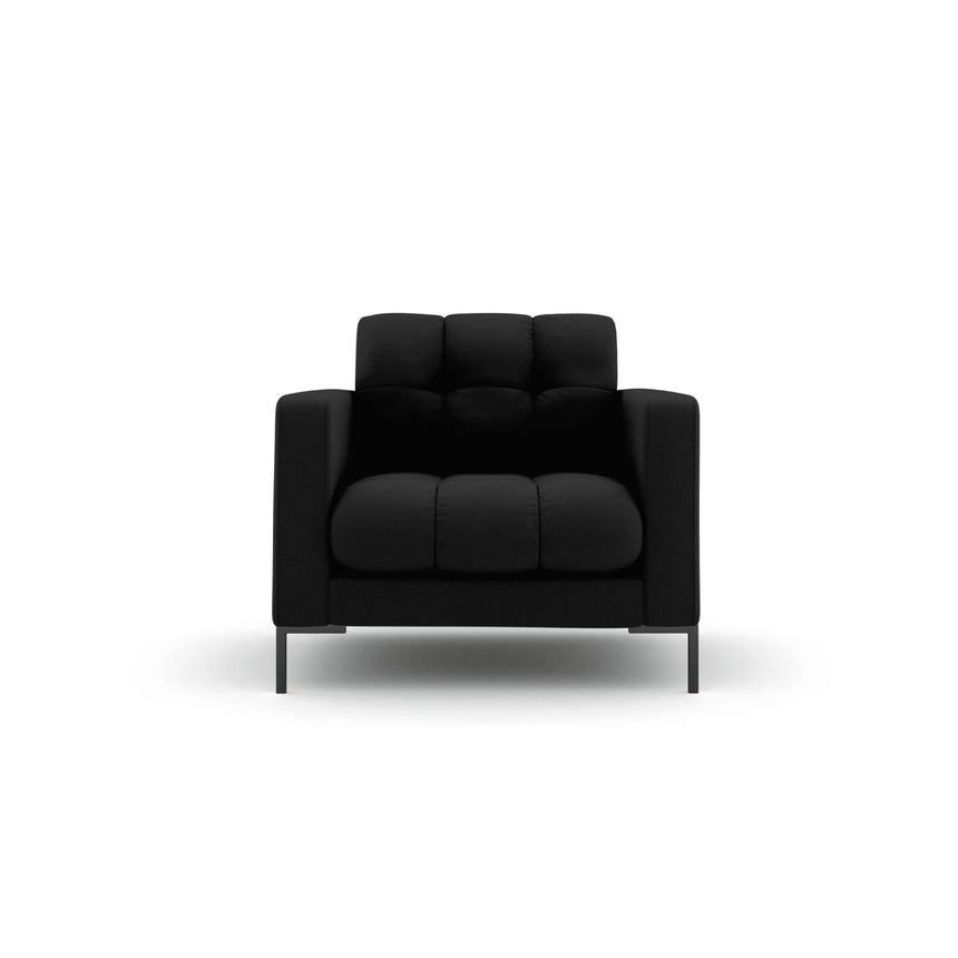 Mamaia Sessel, Metallbeine Schwarz, mit Bezug aus Strukturierter Stoff (Nev100) in Schwarz, 87x96 cm – Bild 1