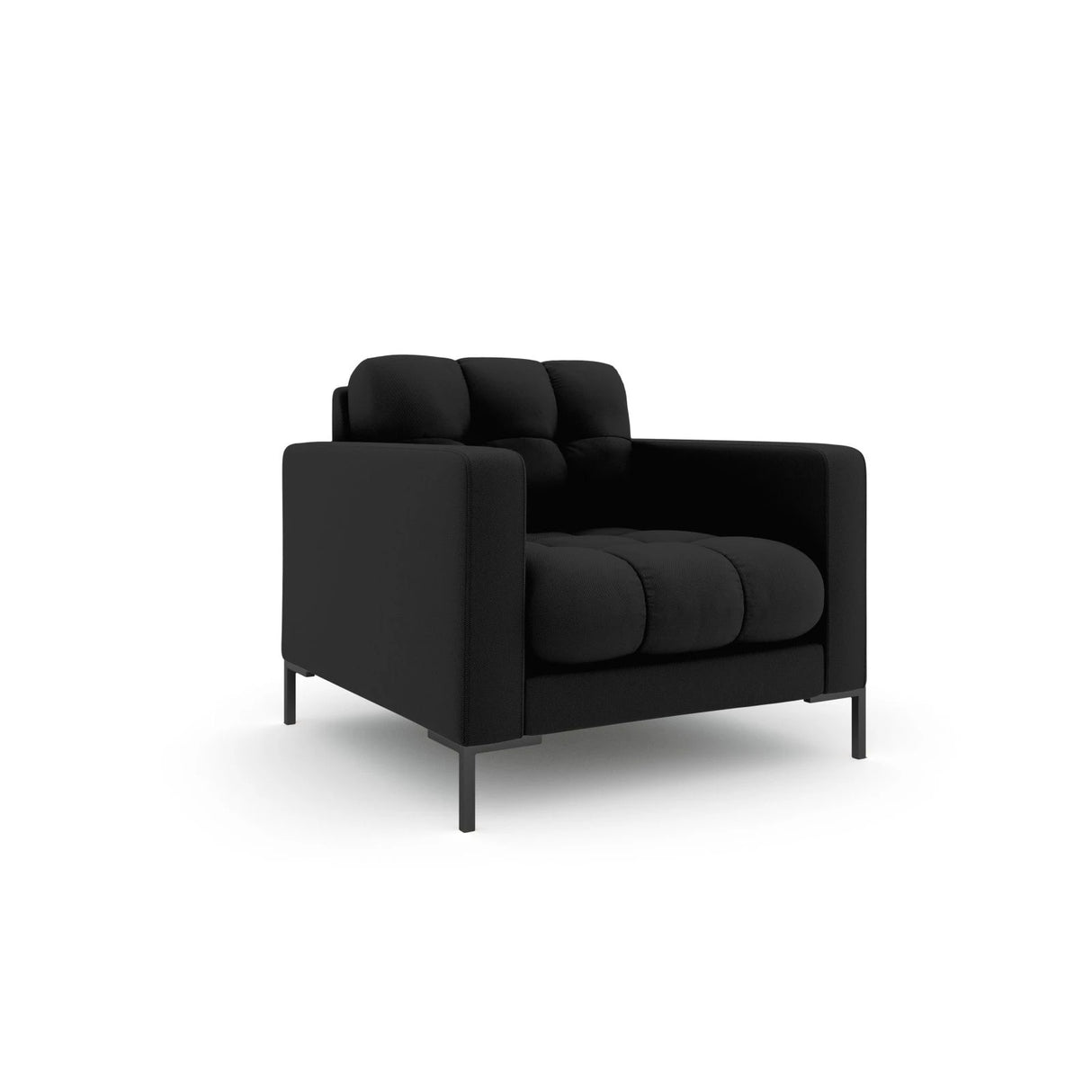 Mamaia Sessel, Metallbeine Schwarz, mit Bezug aus Strukturierter Stoff (Nev100) in Schwarz, 87x96 cm – Bild 3