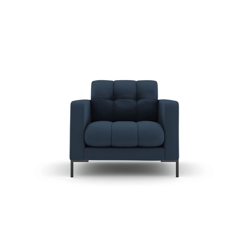 Mamaia Sessel, Metallbeine Schwarz, mit Bezug aus Strukturierter Stoff (Nev77) in Blau, 87x96 cm – Bild 1