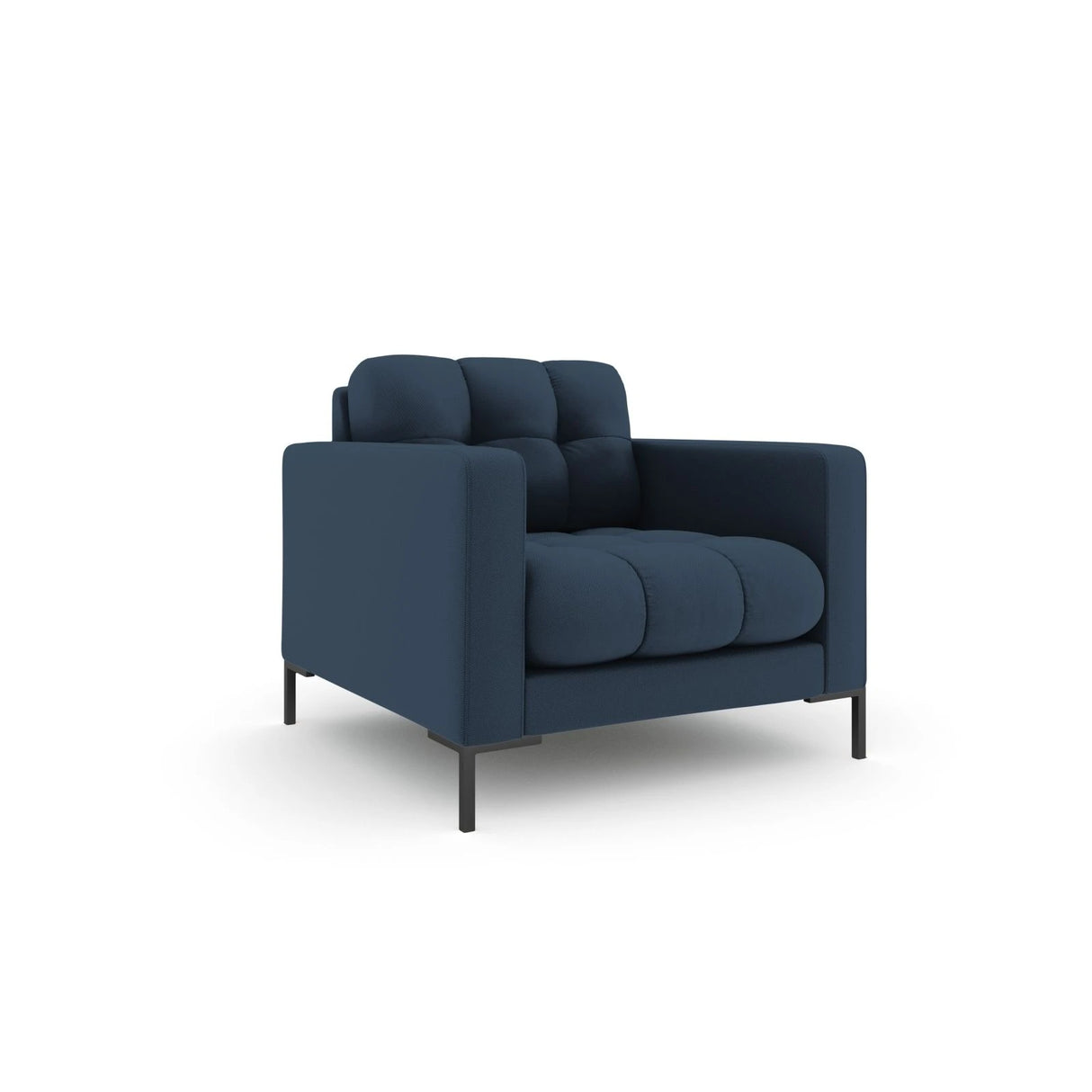 Mamaia Sessel, Metallbeine Schwarz, mit Bezug aus Strukturierter Stoff (Nev77) in Blau, 87x96 cm – Bild 3