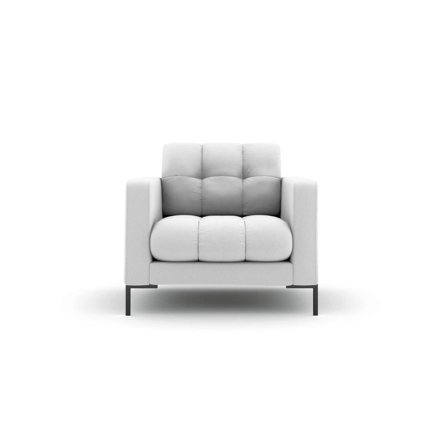 Mamaia Sessel, Metallbeine Schwarz, mit Bezug aus Strukturierter Stoff (Nev80) in Hellgrau, 87x96 cm – Bild 1