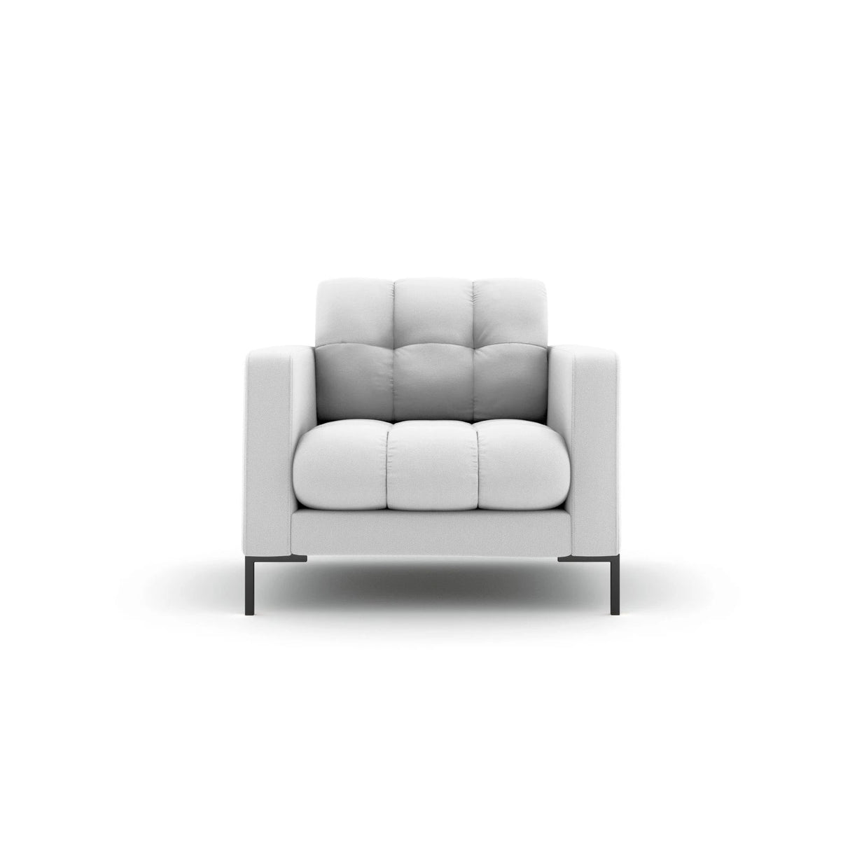 Mamaia Sessel, Metallbeine Schwarz, mit Bezug aus Strukturierter Stoff (Nev80) in Hellgrau, 87x96 cm – Bild 1