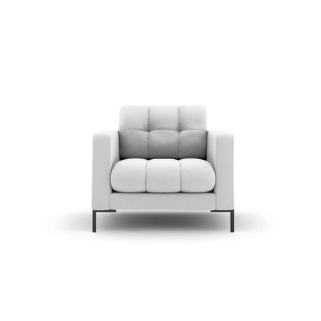 Mamaia Sessel, Metallbeine Schwarz, mit Bezug aus Strukturierter Stoff (Nev80) in Hellgrau, 87x96 cm – Bild 1