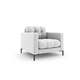 Mamaia Sessel, Metallbeine Schwarz, mit Bezug aus Strukturierter Stoff (Nev80) in Hellgrau, 87x96 cm – Bild 3