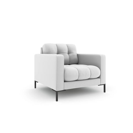 Mamaia Sessel, Metallbeine Schwarz, mit Bezug aus Strukturierter Stoff (Nev80) in Hellgrau, 87x96 cm – Bild 3