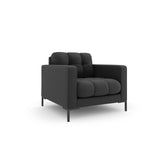 Mamaia Sessel, Metallbeine Schwarz, mit Bezug aus Strukturierter Stoff (Nev97) in Dunkelgrau, 87x96 cm – Bild 3