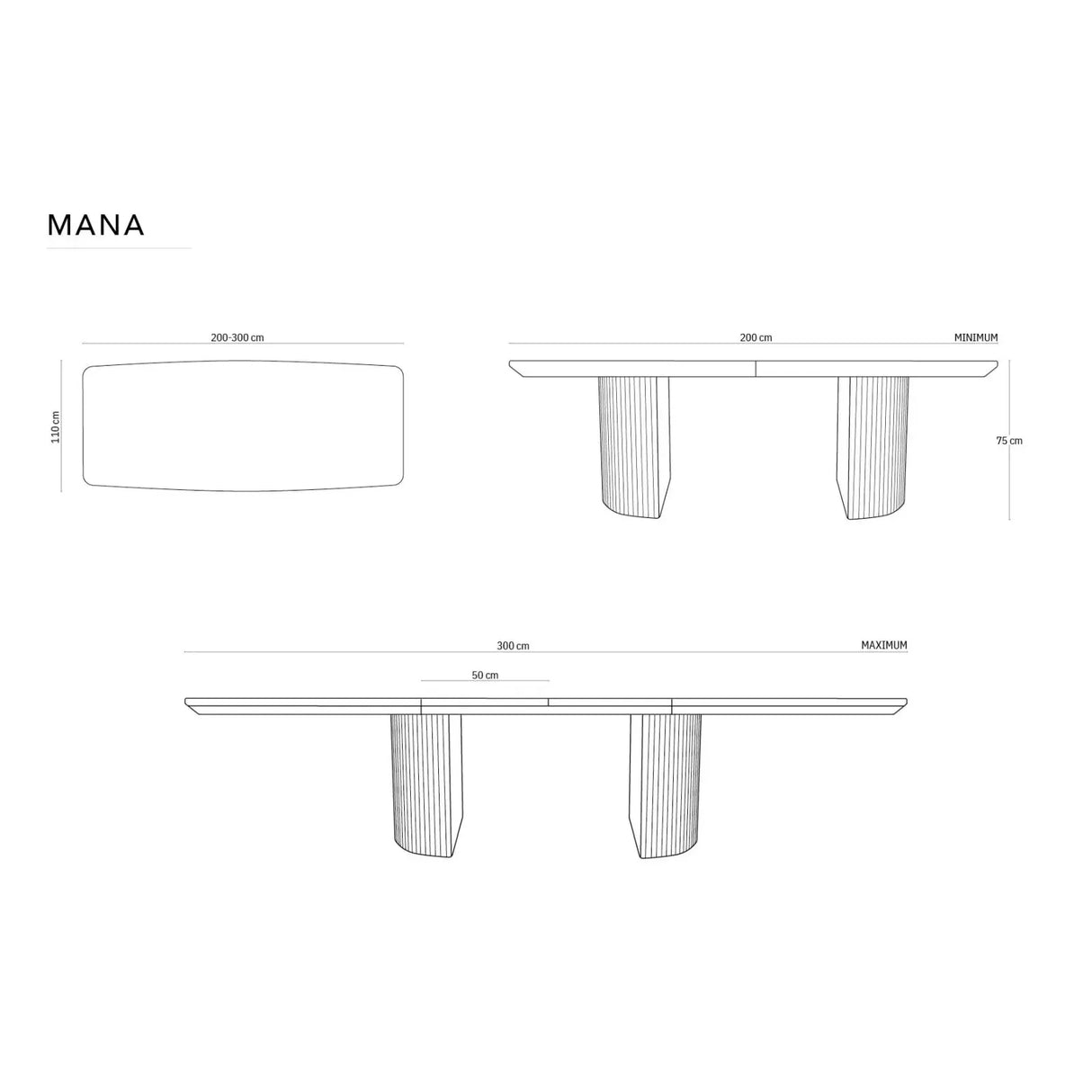 Mana ausziehbarer Esstisch aus Eichenfurnier und Eiche, 200-300 cm - ZEN ZONE Furniture