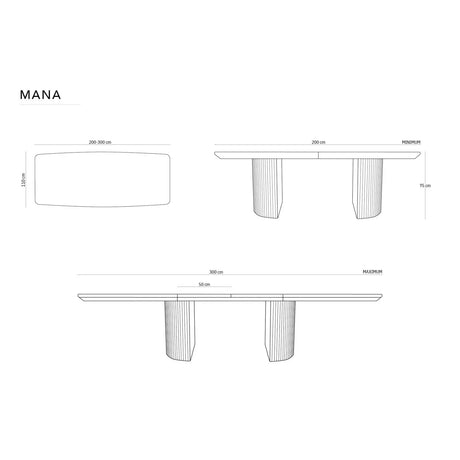 Mana ausziehbarer Esstisch aus Eichenfurnier und Eiche, 200-300 cm - ZEN ZONE Furniture