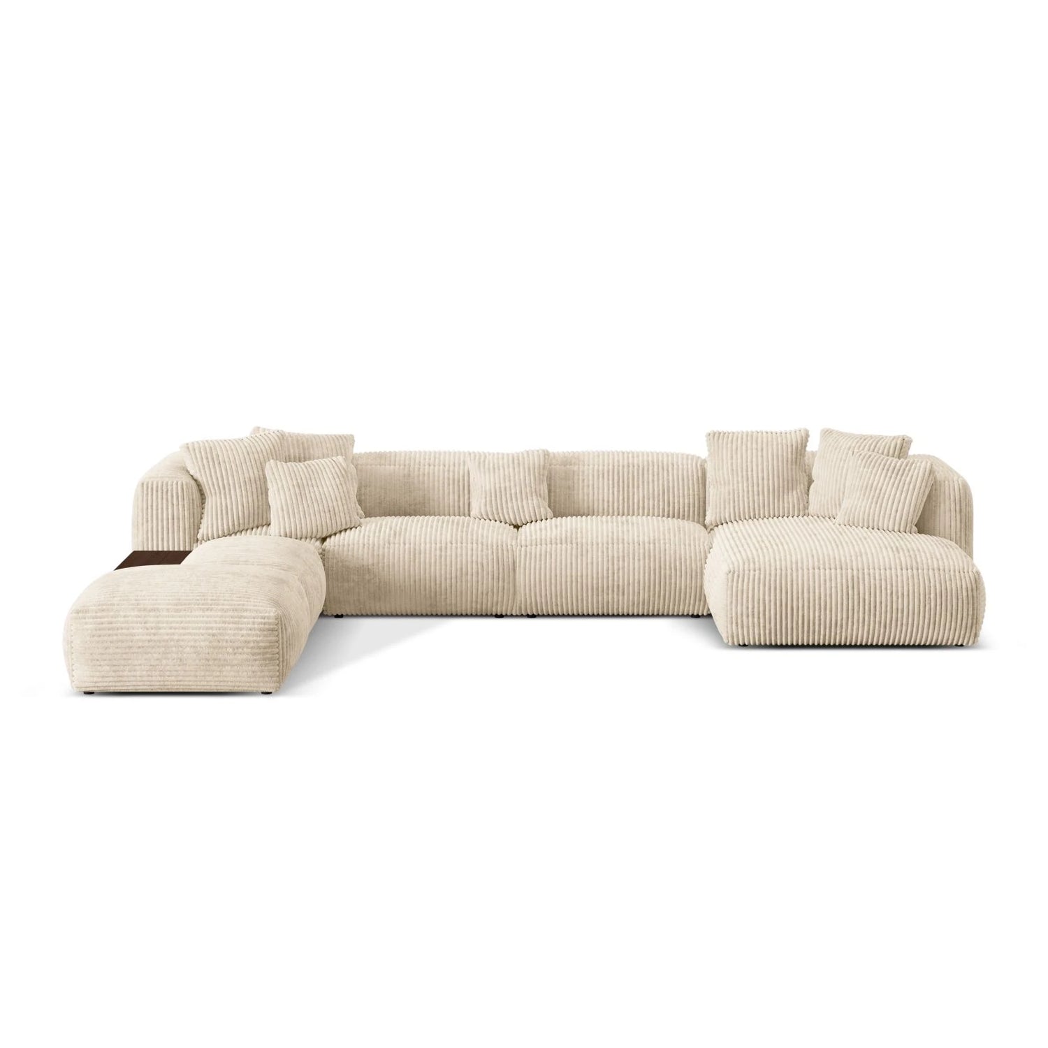 Martina modulares Panorama-Sofa, Links, mit Bezug aus Cord (Til03) in Leichtes Beige, 406x280 cm – Bild 1