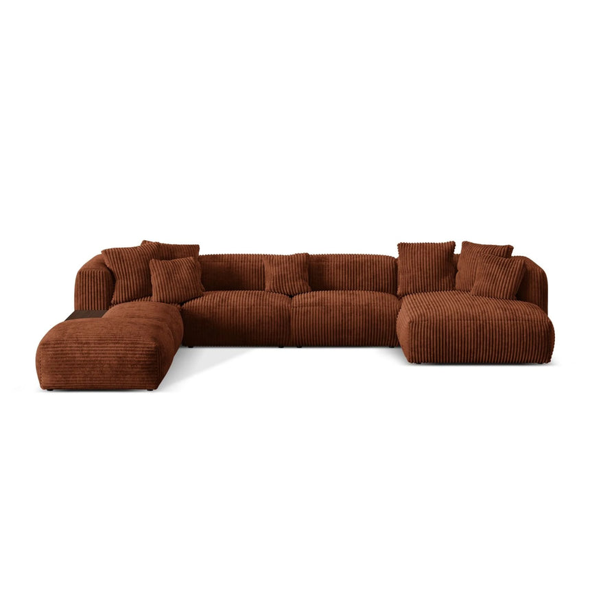 Martina modulares Panorama-Sofa, Links, mit Bezug aus Cord (Til52) in Ziegel, 406x280 cm – Bild 1