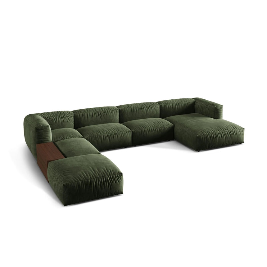 Martina modulares Panorama-Sofa, Links, mit Bezug aus Samt (Vog11) in Grün, 406x280 cm – Bild 3