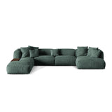 Martina modulares Panorama-Sofa, Links, mit Bezug aus Samt (Vog12) in Petrol, 406x280 cm – Bild 1