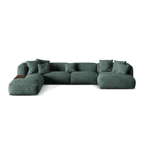 Martina modulares Panorama-Sofa, Links, mit Bezug aus Samt (Vog12) in Petrol, 406x280 cm – Bild 1