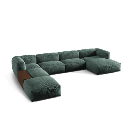 Martina modulares Panorama-Sofa, Links, mit Bezug aus Samt (Vog12) in Petrol, 406x280 cm – Bild 3
