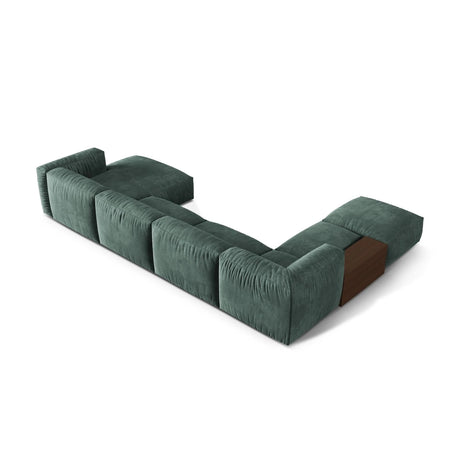 Martina modulares Panorama-Sofa, Links, mit Bezug aus Samt (Vog12) in Petrol, 406x280 cm – Bild 4