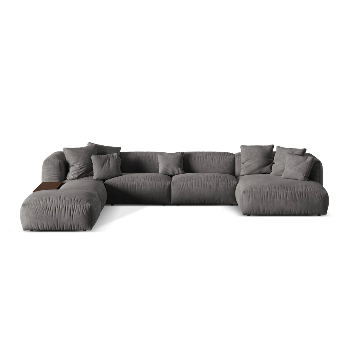 Martina modulares Panorama-Sofa, Links, mit Bezug aus Samt (Vog15) in Grau, 406x280 cm – Bild 1