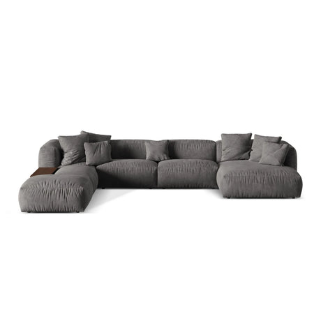 Martina modulares Panorama-Sofa, Links, mit Bezug aus Samt (Vog15) in Grau, 406x280 cm – Bild 1