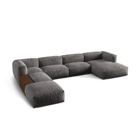 Martina modulares Panorama-Sofa, Links, mit Bezug aus Samt (Vog15) in Grau, 406x280 cm – Bild 3