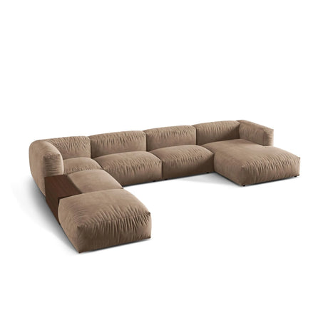 Martina modulares Panorama-Sofa, Links, mit Bezug aus Samt (Vog3) in Dunkelbeige, 406x280 cm – Bild 3