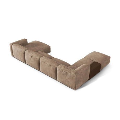 Martina modulares Panorama-Sofa, Links, mit Bezug aus Samt (Vog3) in Dunkelbeige, 406x280 cm – Bild 4