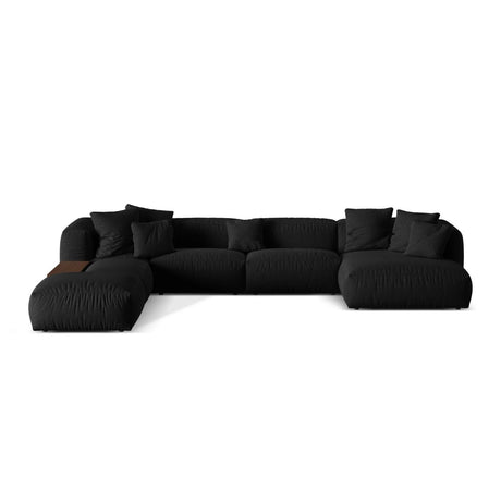 Martina modulares Panorama-Sofa, Links, mit Bezug aus Strukturierter Stoff (BoBlack) in Schwarz, 406x280 cm – Bild 1