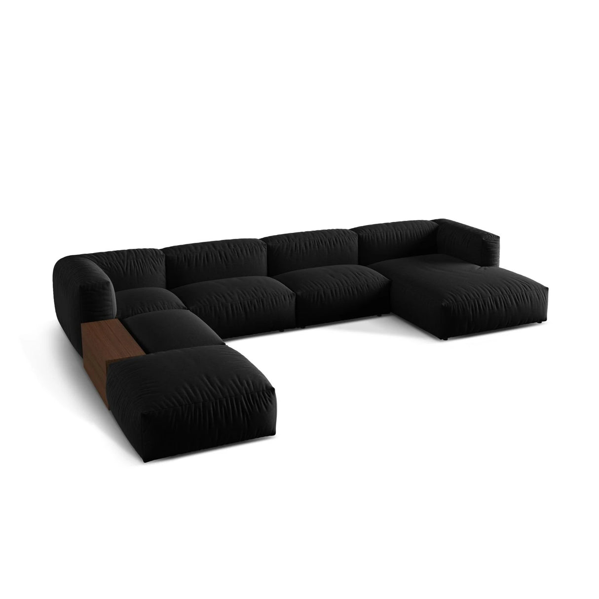 Martina modulares Panorama-Sofa, Links, mit Bezug aus Strukturierter Stoff (BoBlack) in Schwarz, 406x280 cm – Bild 3